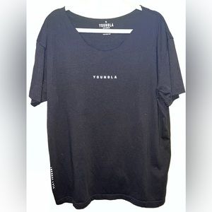 Youngla Wide Neck Raw Cut T-Shirt